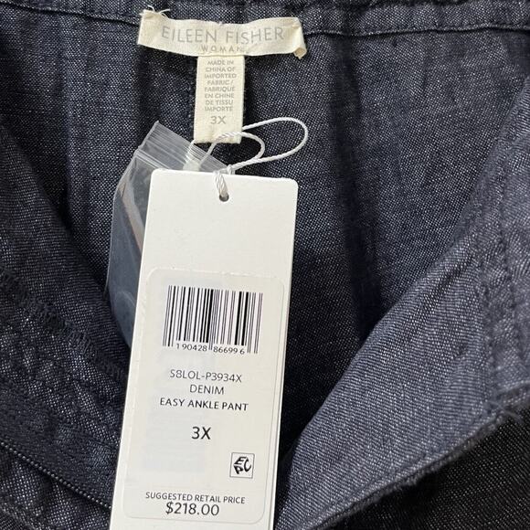 Eileen Fisher Organic Linen Easy Ankle Pants Size 3X Denim Blue Coastal NWT - Picture 7 of 8